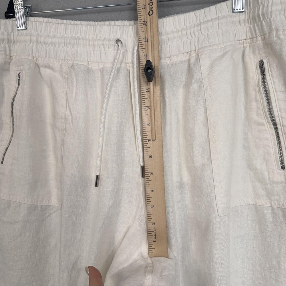 Athleta Pants Womens 22 White Cabo Linen Jogger Pockets Summer Resort Beach - Picture 15 of 16